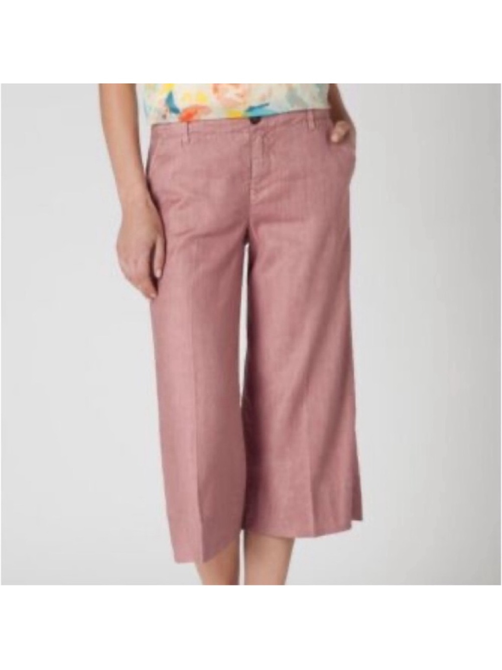 Level 99 High-Rise Cropped Wide-Leg Linen Pants Size 31